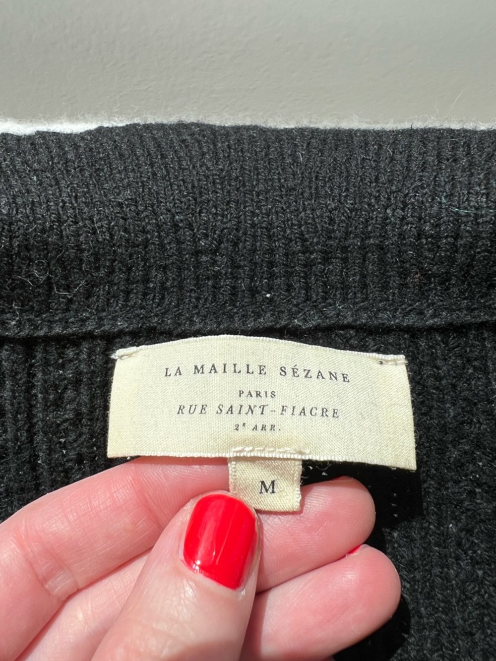 Sézane Frances Black Wool Blend Cable-Knit Sweater with White Collar - Picture 9 of 16